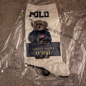 Polo by Ralph Lauren Cream and Black Bear Socks